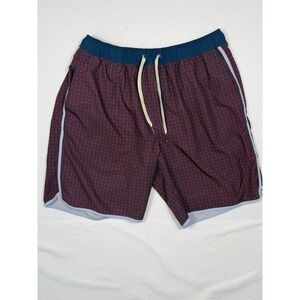 Fair Harbor Anchor Swim Shorts Mens XL Navy Red Geometric Trunks Stretch 8in